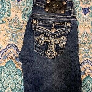 MISS ME Waist SIZE 24 Button Bling Pocket Bootcut